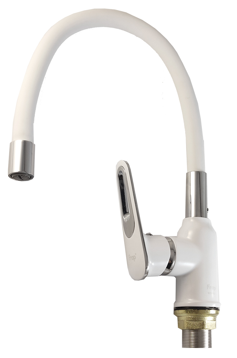 F4049 Смеситель для кухни гибкий излив U гайка белый/хром O35 FRAP 1/10